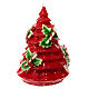 Vela árvore de Natal vermelho com bastões de doces e azevinho diâmetro 20 cm s3