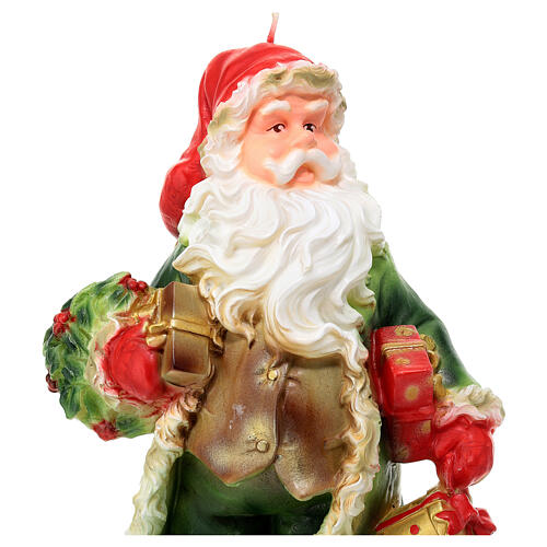 Christmas candle, Santa with green jacket and presents, 30x20x10 cm 2