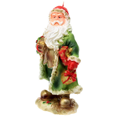 Christmas candle, Santa with green jacket and presents, 30x20x10 cm 3