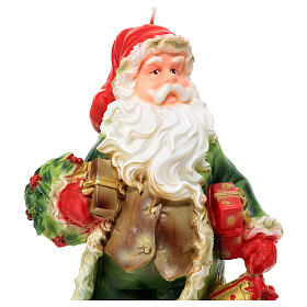 Bougie Père Noël avec cadeaux et costume vert 30x20x15 cm