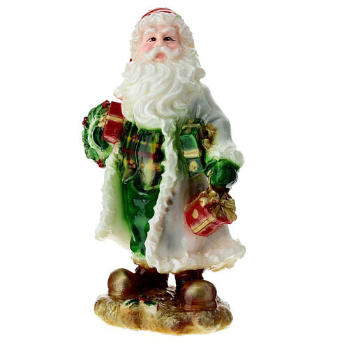 Candela Babbo Natale pacchetti mantello verde 30x20x10 cm 6