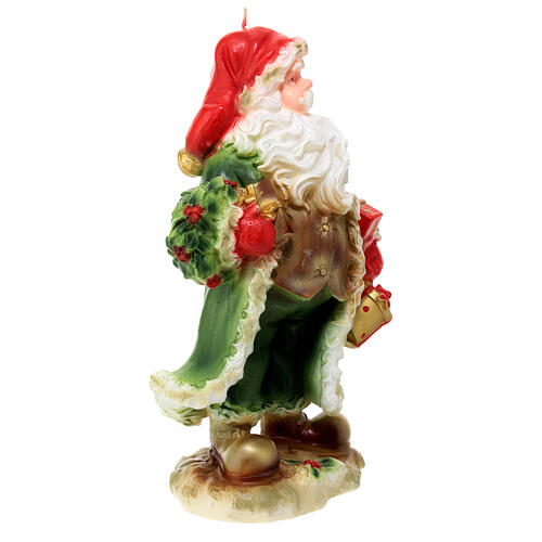 Świeca Święty Mikołaj paczki płaszcz zielony 30x20x10 cm 4