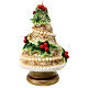 Ivory-coloured candle, Christmas tree with pearls and holly, 20 cm of diameter s4