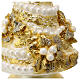 Goldene Tannenkerze mit Mistelzweig Perlen und Schleife, 20 cm s4