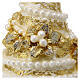 Bougie sapin doré perles houx et ruban d. 20 cm s6