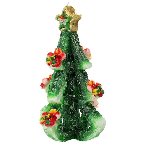 Candela abete design pacchetti fiocchi stella angioletti d. 20 cm 3