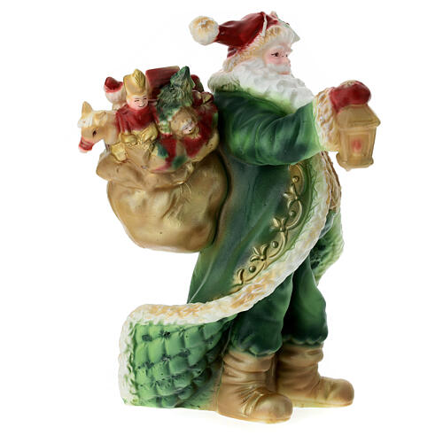 Świeca Święty Mikołaj i worek prezentów, kolor zielony i złoty, 30x20x20 cm 3