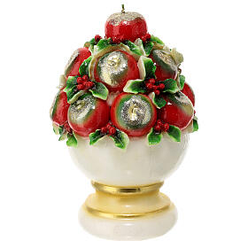 Candle, arrangement of apples and holly, 25 cm of diameter