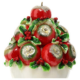 Candle, arrangement of apples and holly, 25 cm of diameter