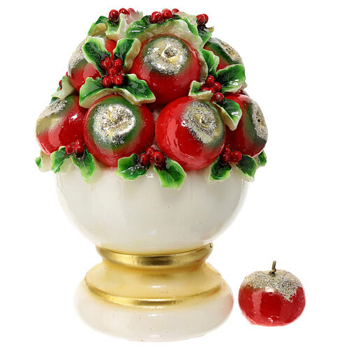 Candle, arrangement of apples and holly, 25 cm of diameter 4