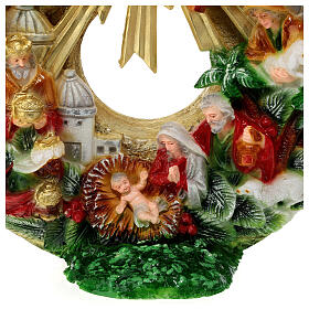Świeca dysk dekorowany scena narodzin Jezusa i Trzej Królowie Mędrcy, śr. 30 cm