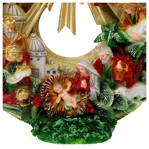 Świeca dysk dekorowany scena narodzin Jezusa i Trzej Królowie Mędrcy, śr. 30 cm 2
