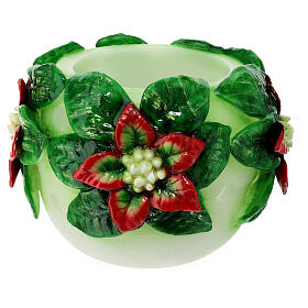 Candle in the shape of a candle holder with poinsettia, 30 cm of diameter