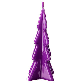Bougie de Noël violette sapin Oslo 16 cm
