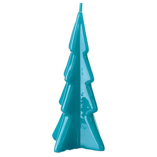 Vela navideña turquesa árbol Oslo 16 cm 2