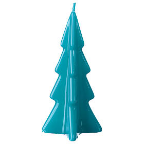 Bougie turquoise de Noël sapin Oslo 16 cm