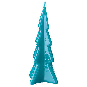 Bougie turquoise de Noël sapin Oslo 16 cm
