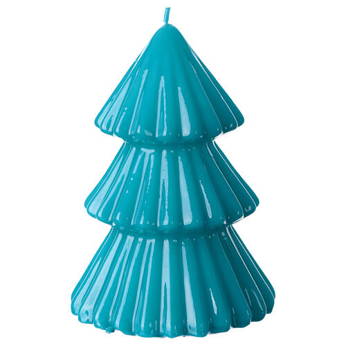 Christmas tree-shaped candle, turquoise Tokyo model, 7 in 1
