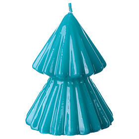 Christmas tree-shaped candle, Tokyo, turquoise wax, h 5 in