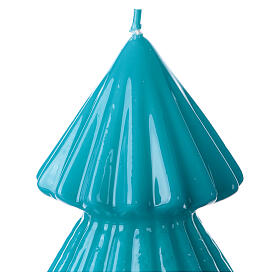 Christmas tree-shaped candle, Tokyo, turquoise wax, h 5 in