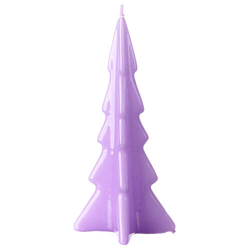 Vela Navideña árbol Oslo cera lacada violeta de 20 cm 1