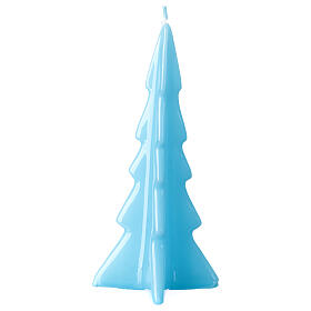 Christmas tree candle in light blue wax Oslo 20 cm