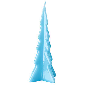 Christmas tree candle in light blue wax Oslo 20 cm