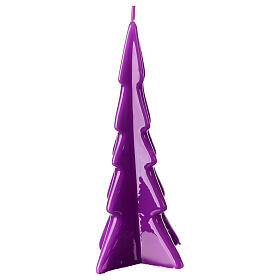 Bougie Noël sapin Oslo cire brillante violet 20 cm