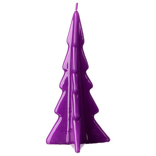 Bougie Noël sapin Oslo cire brillante violet 20 cm 1