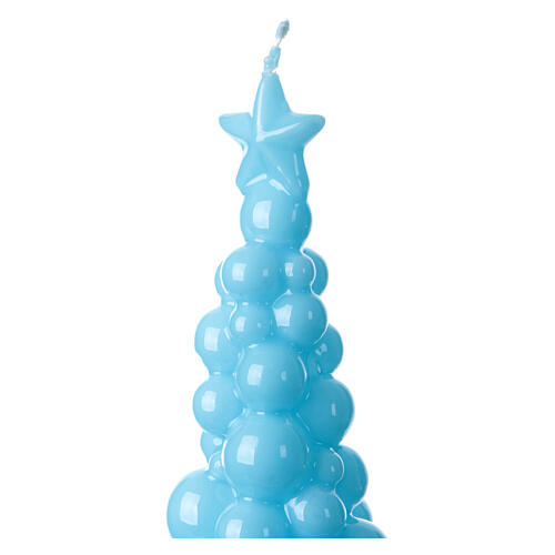 Moscow Christmas tree candle, light blue wax, 9 in 2