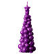 Vela de Navidad en forma de árbol de 20 cm en color violeta con acabado de cera lacada s1