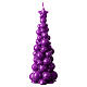 Vela de Navidad en forma de árbol de 20 cm en color violeta con acabado de cera lacada s3
