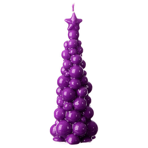 Christmas tree candle in purple sealing wax 20 cm 3