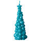Vela de Navidad en forma de árbol de 20 cm en color turquesa con acabado de cera lacada s1