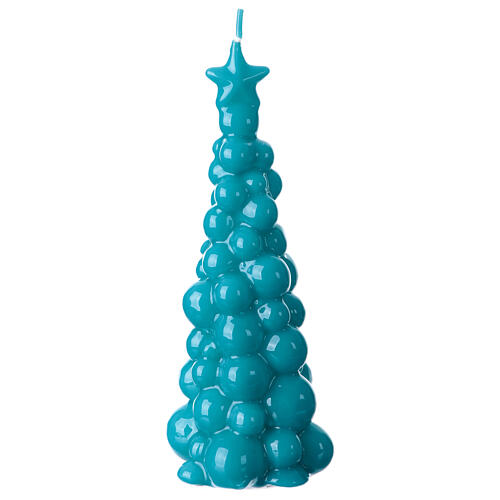 Candela albero Natale ceralacca turchese 20 cm 1