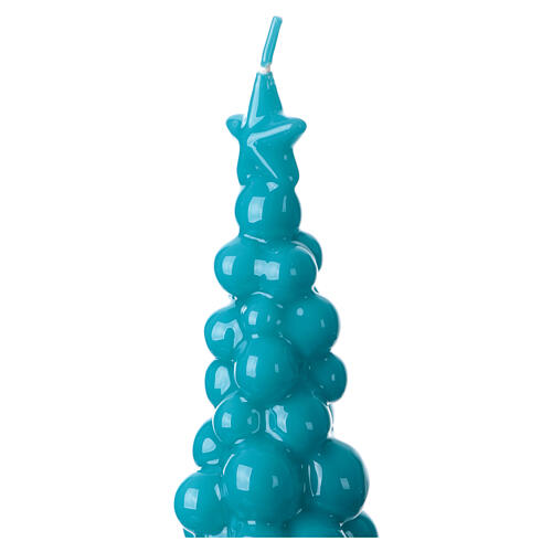 Candela albero Natale ceralacca turchese 20 cm 2