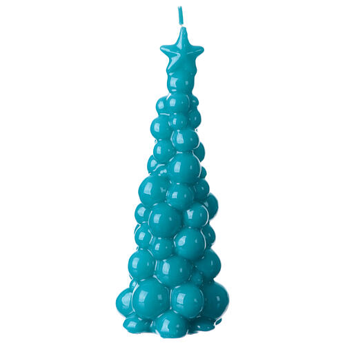 Candela albero Natale ceralacca turchese 20 cm 3