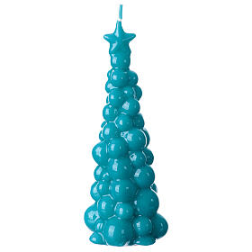 Turquoise Christmas tree candle 20 cm