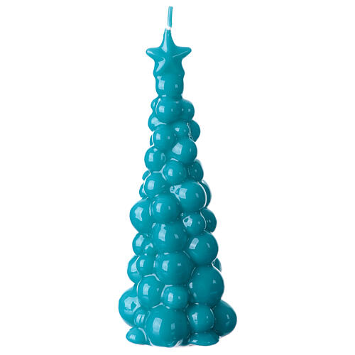 Turquoise Christmas tree candle 20 cm 1