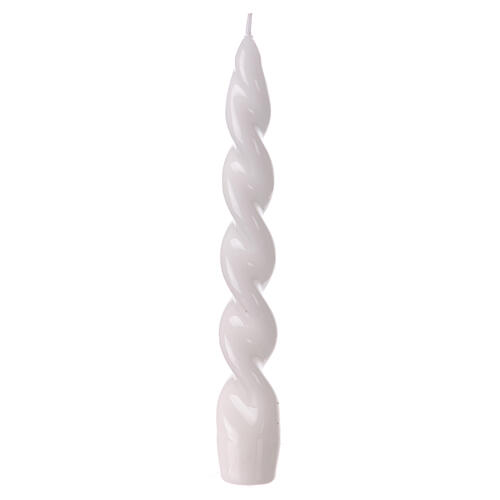 Lacquered Baroque candle, white wax, 8 in 1