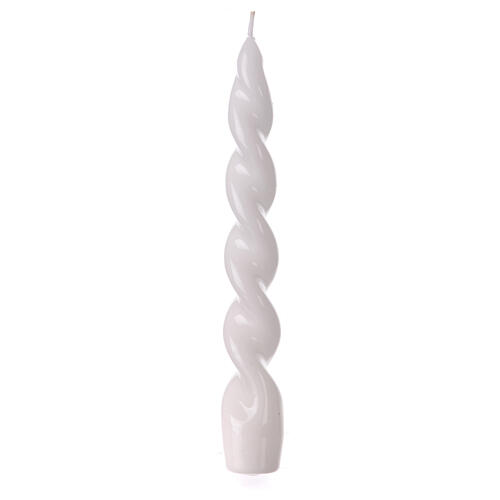 Lacquered Baroque candle, white wax, 8 in 2