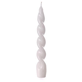 Baroque white lacquered candle 20 cm