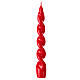 Red lacquered candle, Baroque design, 8 in s1