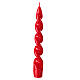 Red lacquered candle, Baroque design, 8 in s2