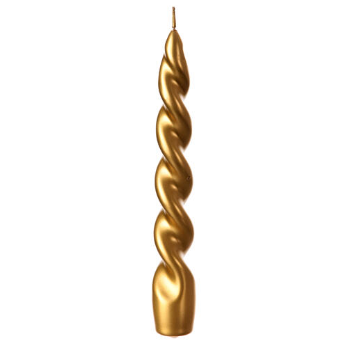 Spiral-Kerze, Modell Barock, goldfarben, matt, 20 cm 1