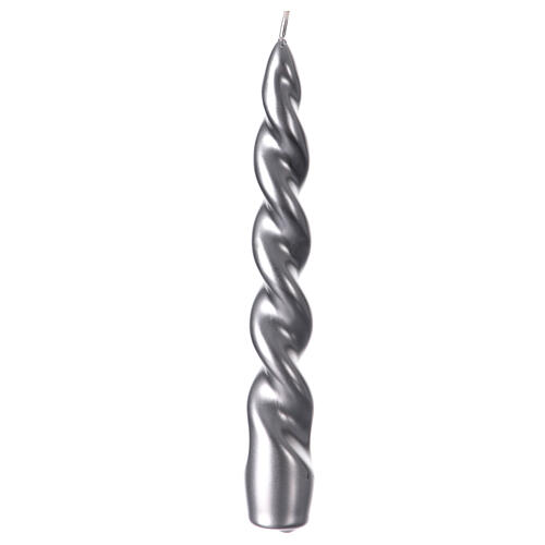 Silver lacquered twisted candle, 8 in 1