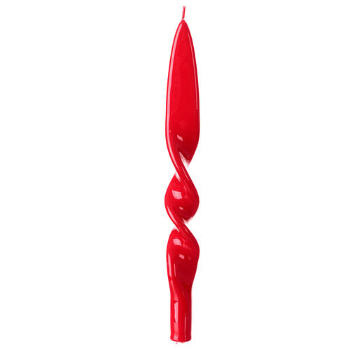 Christmas lacquered candle, twisted design, red finish, 11 in 1