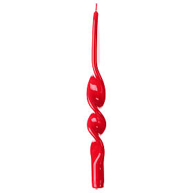 Red Christmas taper red shiny wax 28 cm