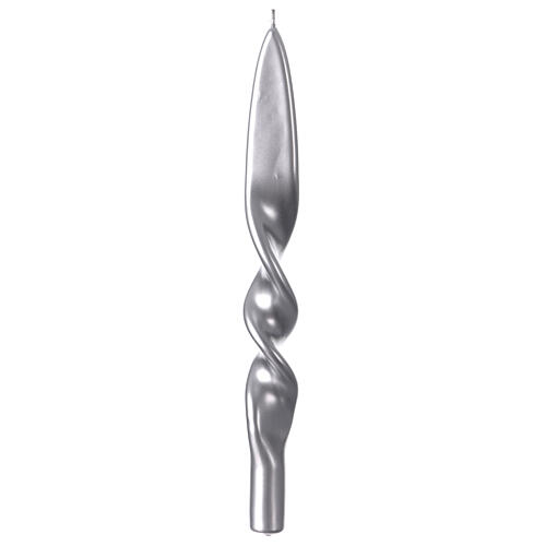 Candela Natale laccata argento torciglione 28 cm 1