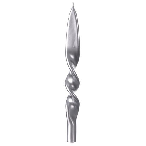 Twisted silver wax Christmas candle 28 cm 1